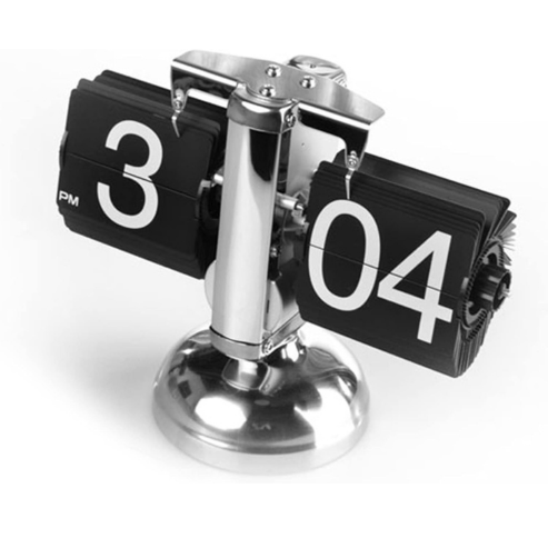 Horloge à page rabattable vintage – rotation automatique, mouvement quartz, décoration rétro pour salon, bureau ou chambre